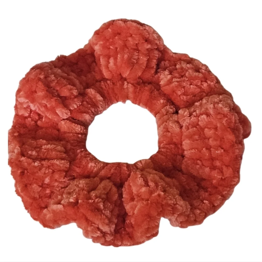 Handmade Tie Coral Concerto Crochet Scrunchie Ballerina Hair Accessory Chenille